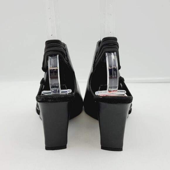 New York Transit Black Vegan Leather Wedge Sandal, Size 7 M **NEW** - Picture 4 of 8